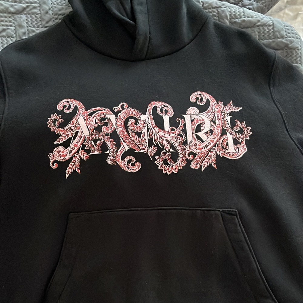 Mens authentic black Amiri hoodie, size small, worn 2x, in perfect condition.